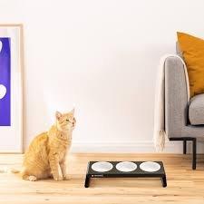Navaris 3-pack Keramikmatskålar med Metallstativ - För Katt och Hund