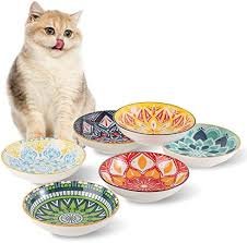 Färgglada Keramiska Kattskålar – Set om 6